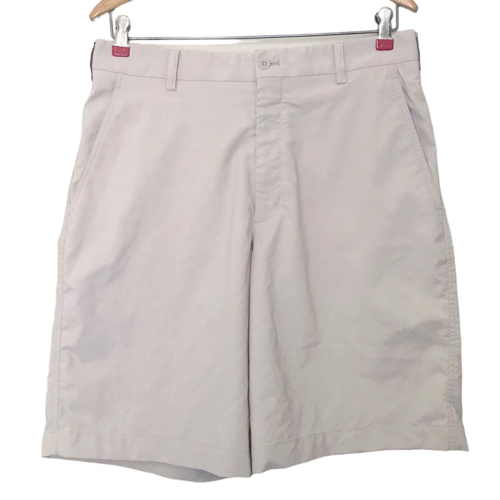 Nike Golf Shorts Fit Dry Flex Flat Front Chino Shorts Light Bone Khaki 32